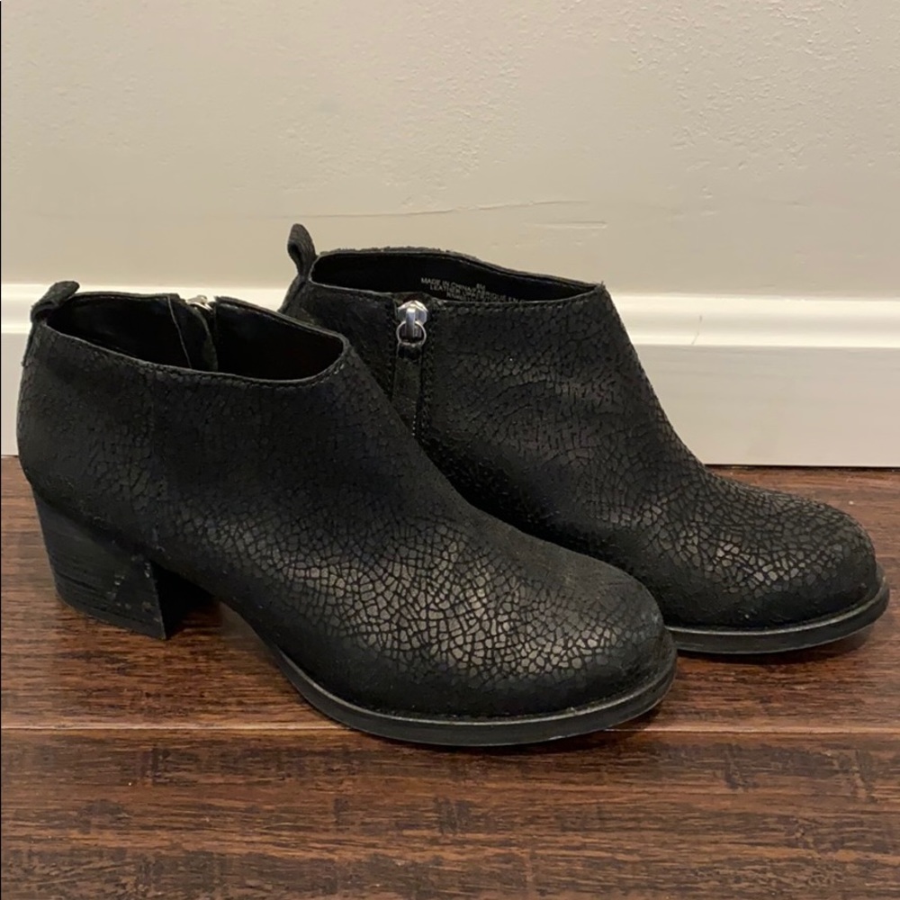 Black leather ankle booties